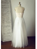 Strapless Sweetheart Ivory Lace Tulle Minimalist Wedding Dress